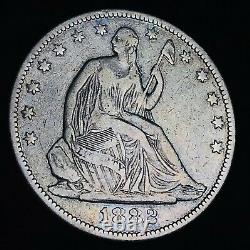 1882 Seated Liberty Half Dollar 50c Key Date Business Good Silver Us Coin Cc6900