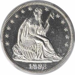 1883 Liberty Seated Argent Demi-dollar Pr63 Pcgs