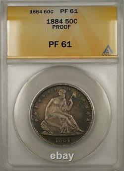1884 Proof Seated Liberty Argent Demi-dollar 50c Anacs Pf-61 (monnaie Meilleure)