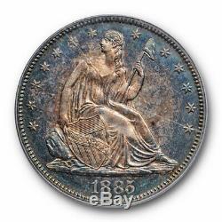 1885 50c Demi-liberté Assis Dollar Pcgs Pr 63 Preuve Date De Clé Tirage Limité