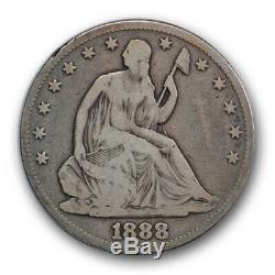 1888 50c Assis Liberté Demi-dollar Très Bon Vg Clés Date Faible R358 Mintage