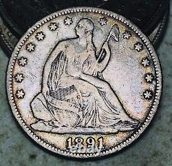 1891 Seated Liberty Half Dollar 50c Ungraded Choice 90% Argent Us Pièce Cc13622
