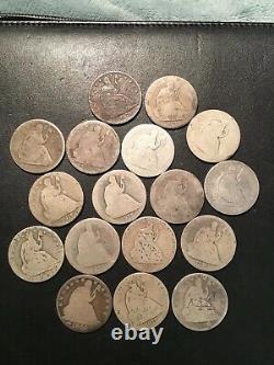 Assis Demi-dollar Lot 17 Pièces Ag-bon Cull 1853 Flèches Nice Early Silver Lot