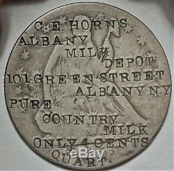 C E Horns Albany Milk Depot Counterstamp Sur 1855-o Liberté Seated Half Dollar
