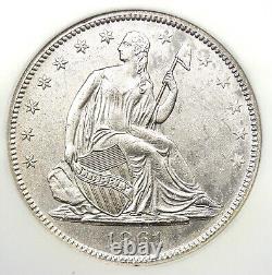 Demi-dollar à l'effigie de Liberty assise de 1861-O 50C NGC SS Republic Naufrage. Détail UNC / MS