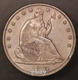 Demi-dollar assis Liberty de 1875 frais d'une collection originale LOT AA-5006