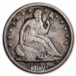 Demi-dollar assis de la liberté de 1858, VF SKU#115678