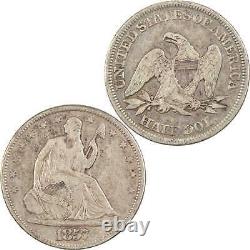 Demi-dollar assis en argent de 1857 en état VF, pièce de 50c SKUI11390