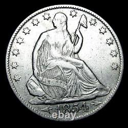 Demi-dollar assis en argent de liberté de 1854-O - Belle pièce - #II748