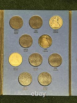 Ensemble De 8 Pièces De Monnaie De Demi-dollar De Liberty Assises Dans Le Livre 1851-1862 Whitman # 9036