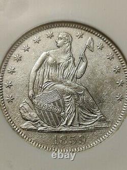 Naufrage De La République Ss 1859 O Rare 9 In Border Seated Liberty Half Dollar