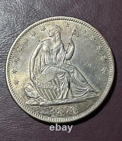 Pièce de monnaie en argent de 50 cents Seated Liberty de 1876-S, choix AU++ avec livraison gratuite
