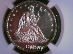 Rare 1871 Seated Demi-liberté Dollar Ngc Pr62 Seulement 960 Minted